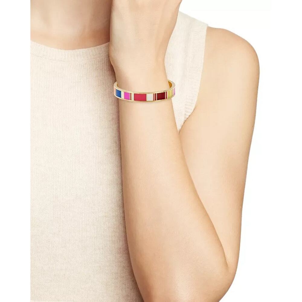 Kate Spade Gold Tone How Charming Enamel Bangle Bracelet - Picture 6 of 6
